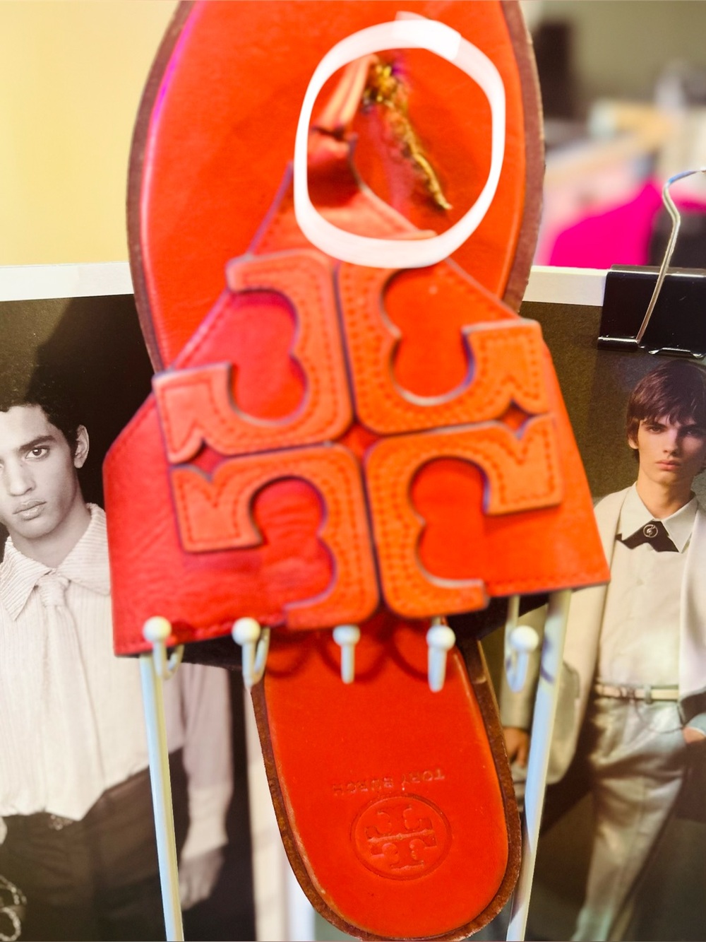SALE•Tory Burch Red/Black Logo Slide Sandal Duo Bundle(Red/Orange Free w Flaw) - Picture 12 of 16